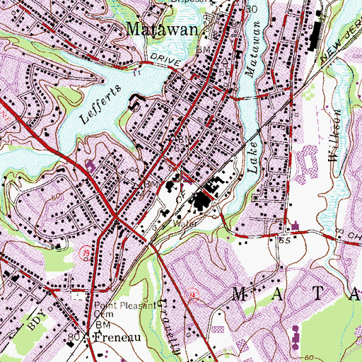 Topographic Map of Matawan High School (historical), NJ