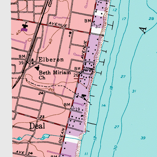 Topographic Map of Saint James Church (historical), NJ