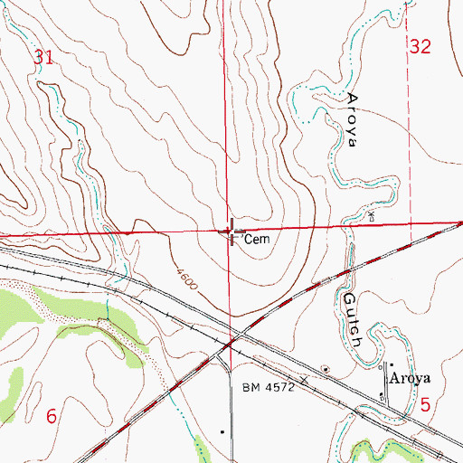 Topographic Map of Aroya Cemetery, CO