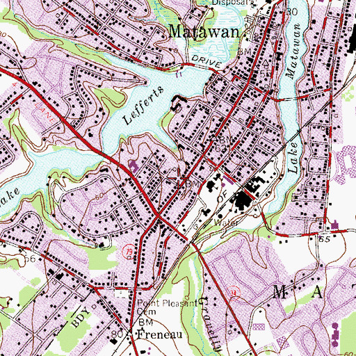 Topographic Map of Matawan Fire Department, NJ