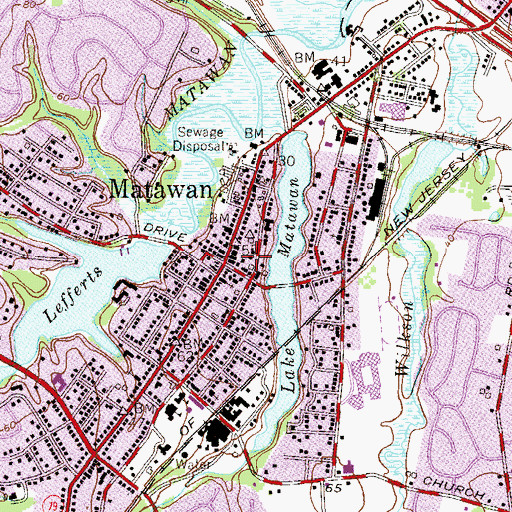 Topographic Map of Matawan Fire Station Number 3, NJ
