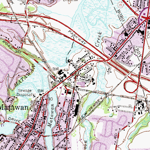 Topographic Map of Matawan Fire Station Number 4, NJ