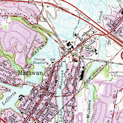 Topographic Map of Memorial Park, NJ