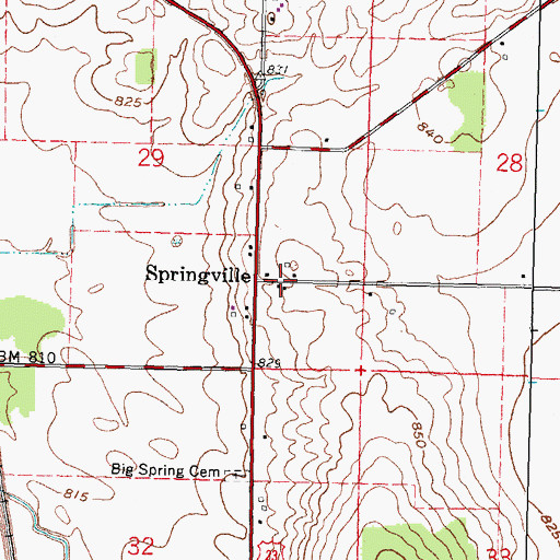 Topographic Map of Springville Post Office (historical), OH