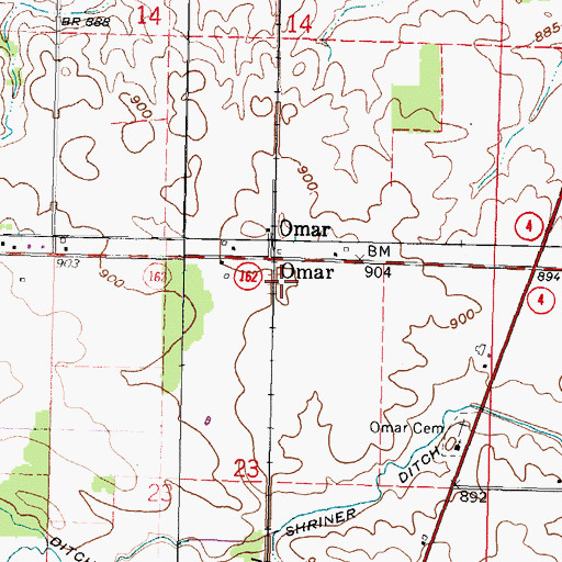 Topographic Map of Omar Post Office (historical), OH