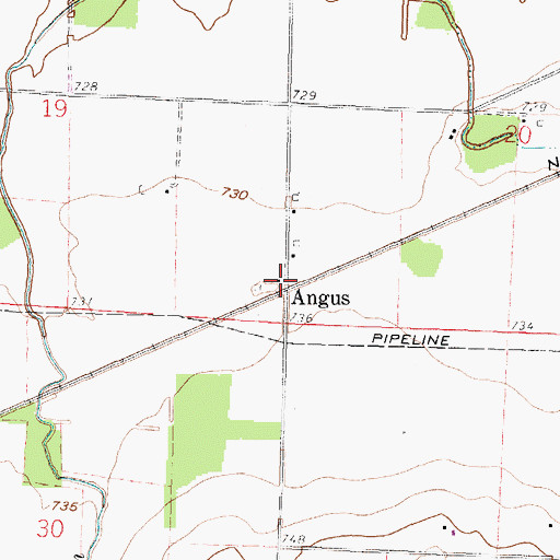 Topographic Map of Angus Post Office (historical), OH