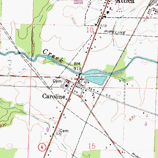 Topographic Map of Caroline Post Office (historical), OH