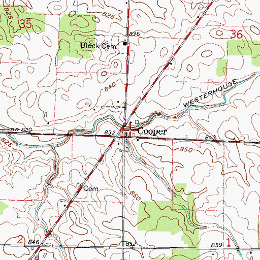 Topographic Map of Cooper Post Office (historical), OH