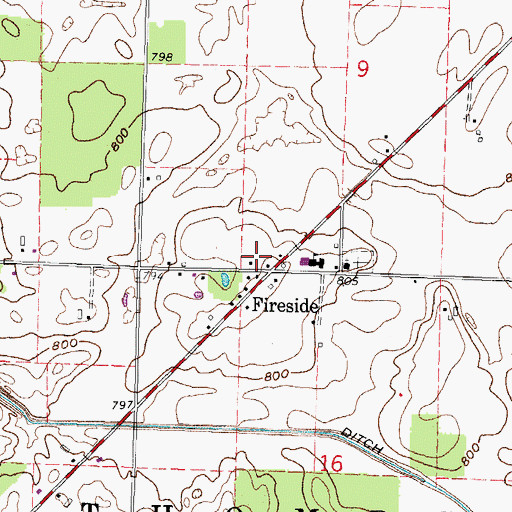 Topographic Map of Fireside Post Office (historical), OH