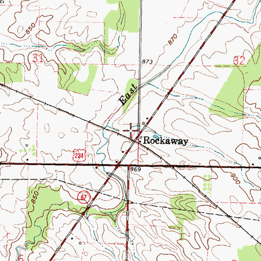 Topographic Map of Rockaway Post Office (historical), OH