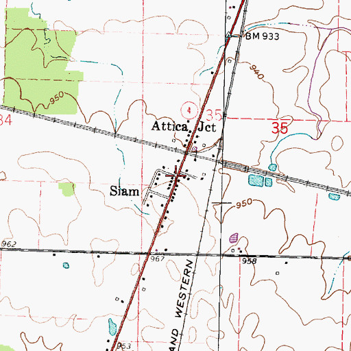 Topographic Map of Siam Post Office (historical), OH