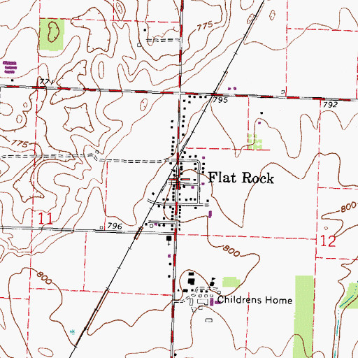 Topographic Map of Flat Rock Post Office, OH