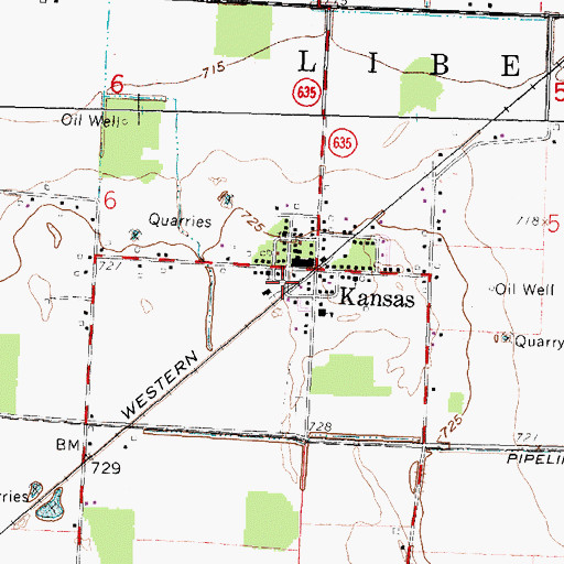 Topographic Map of Kansas Post Office, OH