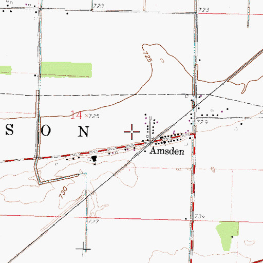 Topographic Map of Amsden Post Office, OH