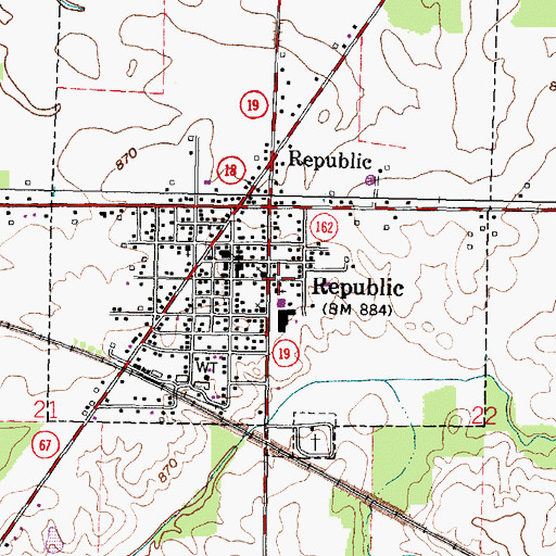 Topographic Map of Republic Post Office, OH