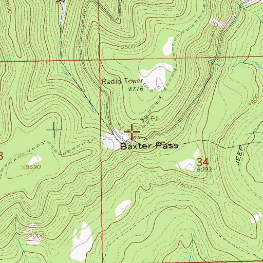 Topographic Map of Baxter Pass Heliport, CO