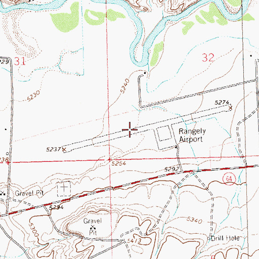 Topographic Map of Rangely Airport, CO