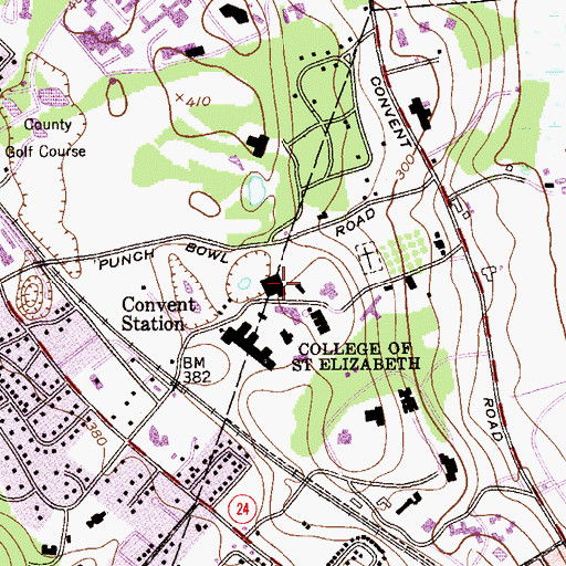 Topographic Map of Saint Joseph Hall, NJ