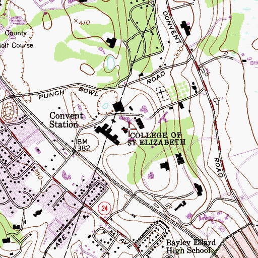 Topographic Map of Santa Rita Hall, NJ