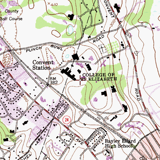 Topographic Map of Academy of Saint Elizabeth School, NJ