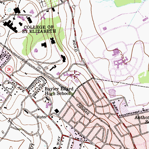 Topographic Map of Hamilton Twombly Hall, NJ