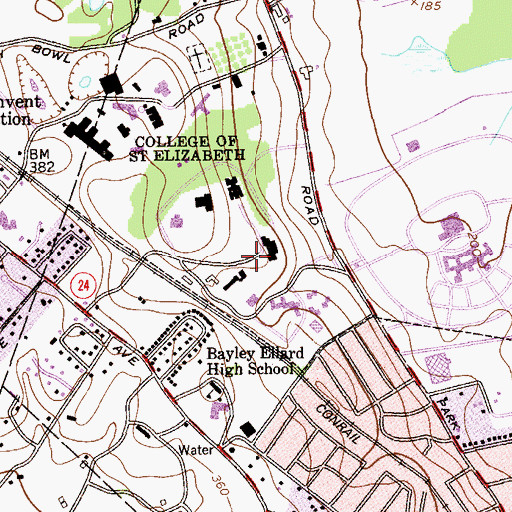 Topographic Map of College at Florham Fairleigh Dickinson University, NJ