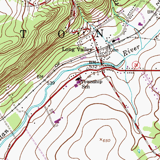 Topographic Map of Long Valley Middle School, NJ