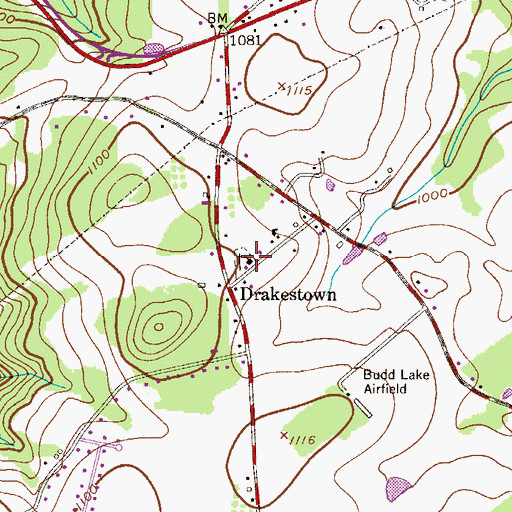 Topographic Map of Drakestown Methodist Church, NJ
