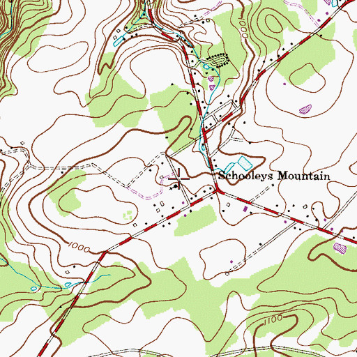 Topographic Map of Schooley's Mountain Presbyterian Church, NJ