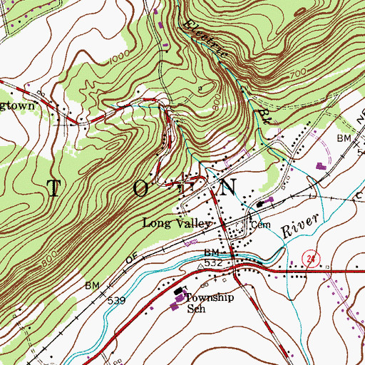 Topographic Map of Long Valley School (historical), NJ
