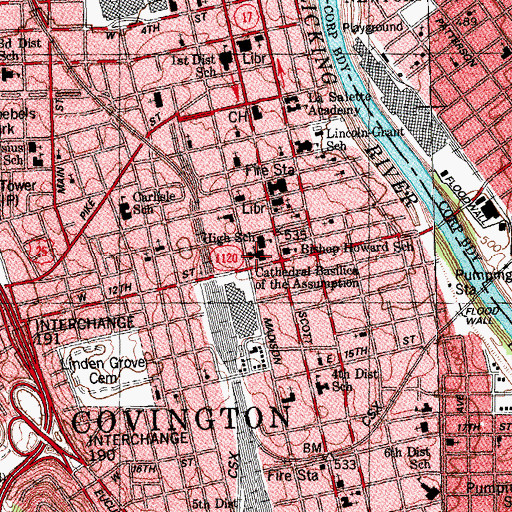 Topographic Map of Cathedral Basilica of the Assumption, KY