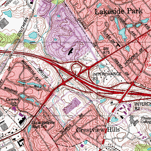 Topographic Map of Interchange 83, KY