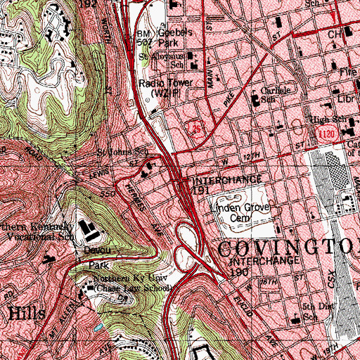 Topographic Map of Interchange 191, KY