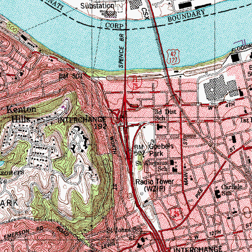 Topographic Map of Interchange 192, KY