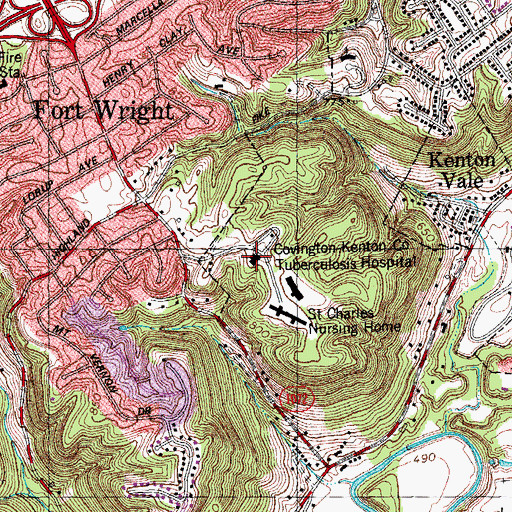 Topographic Map of Covington-Kenton County Tuberculosis Hospital, KY