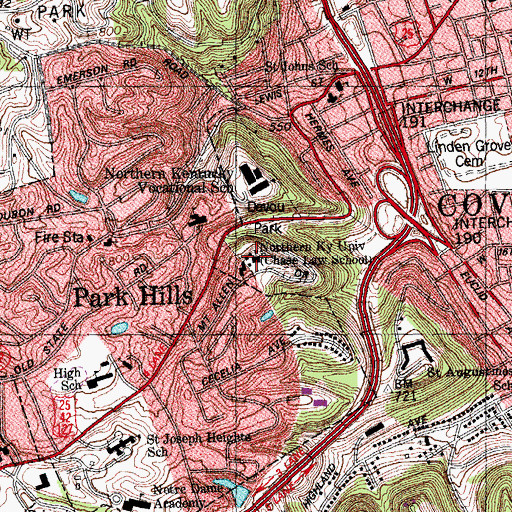 Topographic Map of Northern Kentucky University Chase Law School, KY