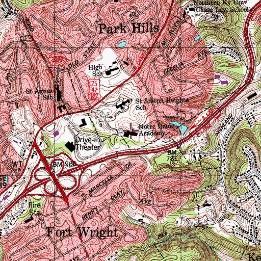 Topographic Map of Notre Dame Academy, KY