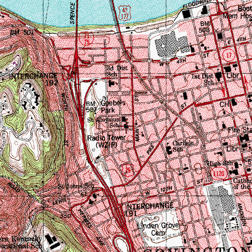 Topographic Map of Saint Aloysius School, KY