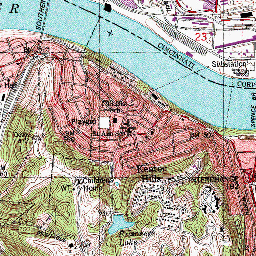Topographic Map of Saint Ann School, KY