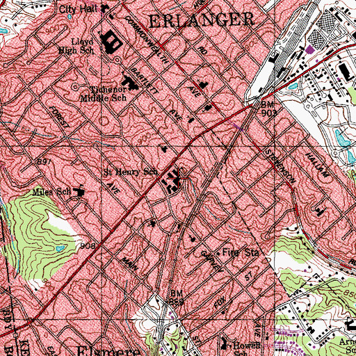 Topographic Map of Saint Henry School, KY