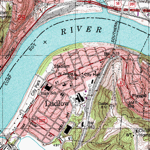 Topographic Map of Saint James School, KY