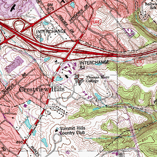 Topographic Map of Thomas More College, KY