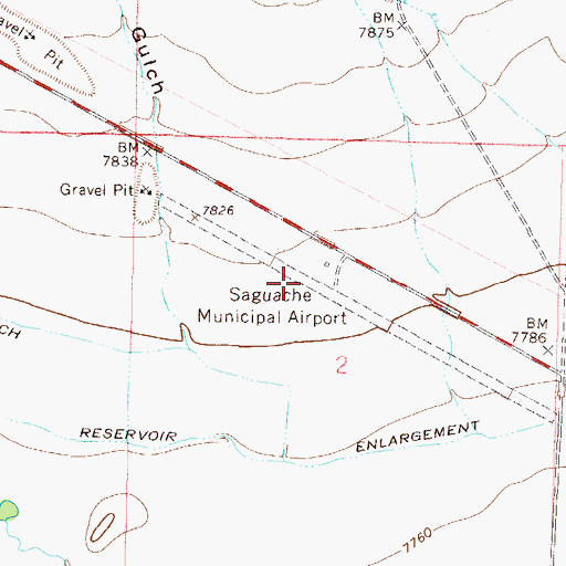 Topographic Map of Saguache Municipal Airport, CO