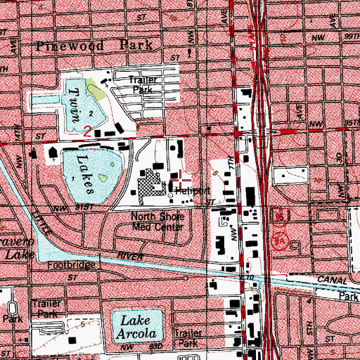 Topographic Map of North Shore Medical Center Heliport, FL