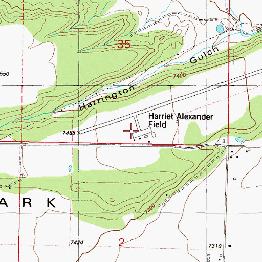 Topographic Map of Harriet Alexander Field, CO