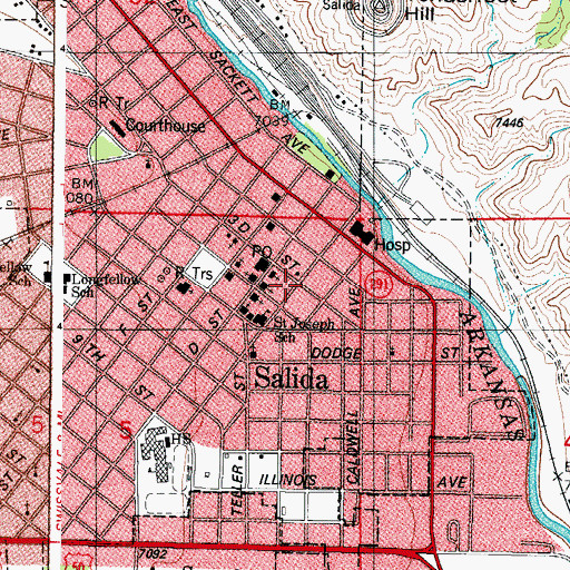 Topographic Map of Salida Hospital Heliport, CO
