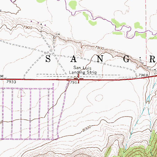 Topographic Map of San Luis Airport (historical), CO