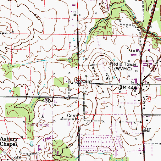 Topographic Map of Potters Field Cemetery, IL