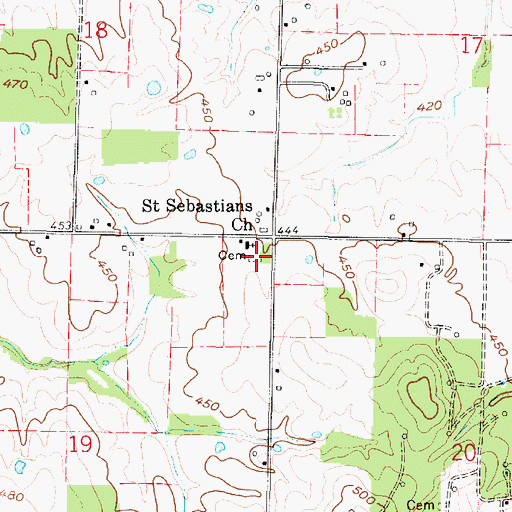 Topographic Map of Saint Sebastian Cemetery, IL