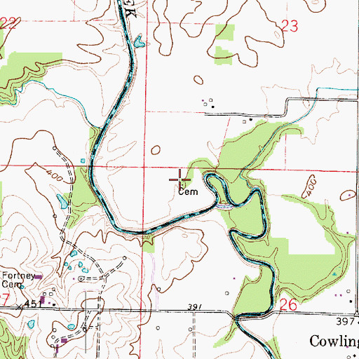 Topographic Map of Wheeler Cemetery, IL